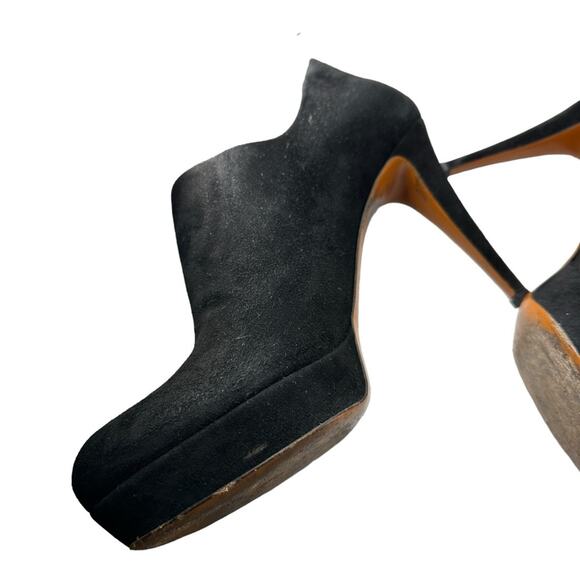 Gucci Betty Black Suede Bamboo Tassel Platform Ankle Booties Sz 37.5 - Picture 3 of 13